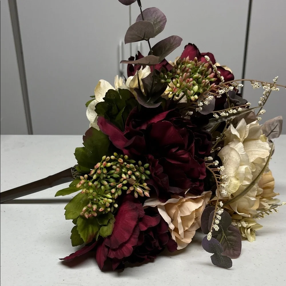 Elegant Floral Arrangement in Cream and Burgundy